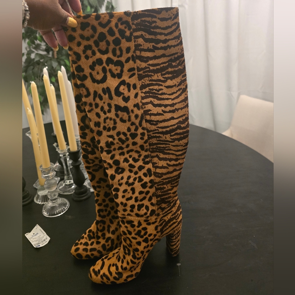 Antonio Melani Leopard Print Knee-High Boots Size 7.5
